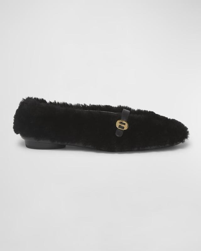 Noella Shearling Buckle Ballerina Flats Product Image