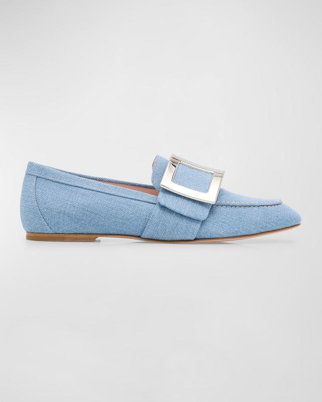 Denim Buckle Slip-On Loafers Product Image