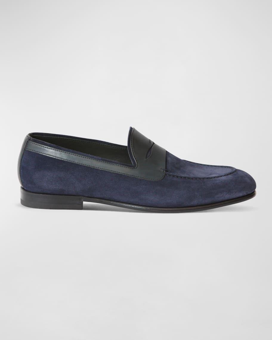 Men's Woven Suede Penny Loafers Product Image