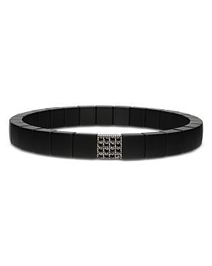 Roberto Demeglio Mens Scacco Black Diamond Pave & 18K White Gold Small Stretch Bracelet Product Image