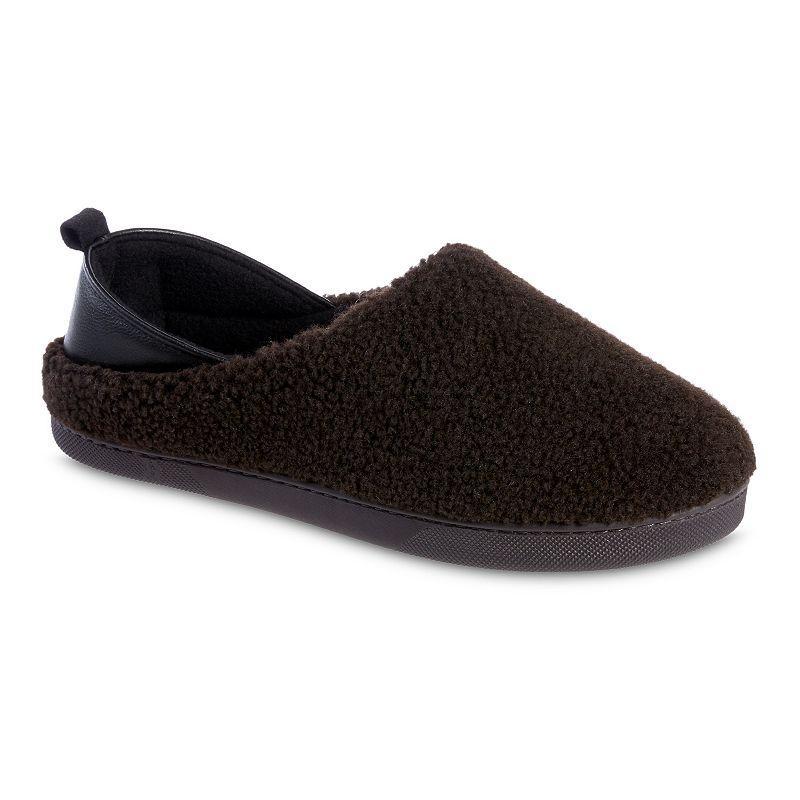 isotoner Memory Foam Berber Garrett Mens Closed Back Slippers Dark Brown Product Image