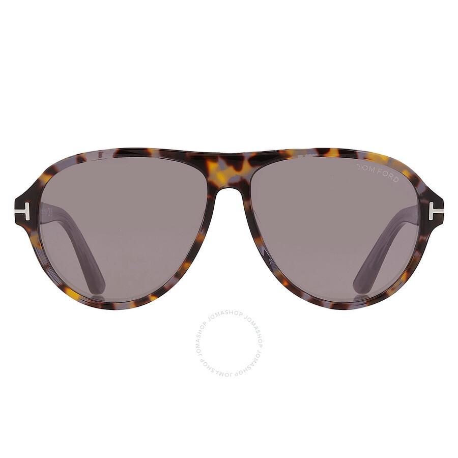 TOM FORD Quincy Smoke Mirror Pilot Men's Sunglasses Ft1080 55c 59 In Purple Product Image