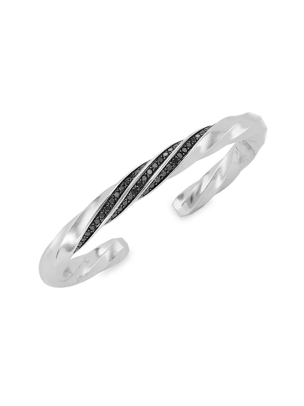 Mens Cable-Edge Pav Black Diamonds Cuff Bracelet Product Image