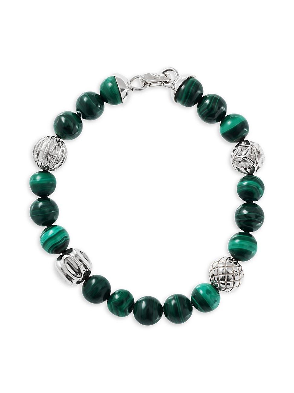 Mens Cactus Sterling Silver & Malachite Bracelet Product Image