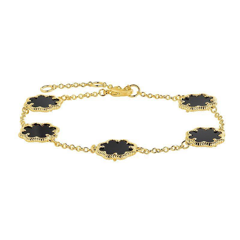 MC Collective Abalone Flower Medallion Station Bracelet, Womens Gold Tone Product Image