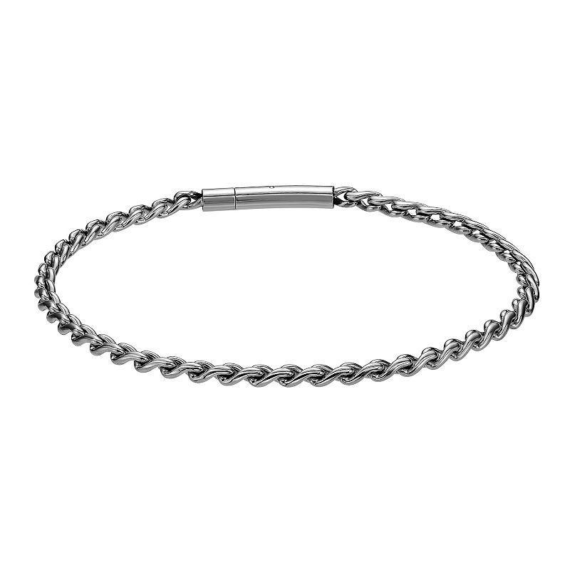 LYNX Mens Stainless Steel 3 mm Rope Chain Bracelet White Product Image