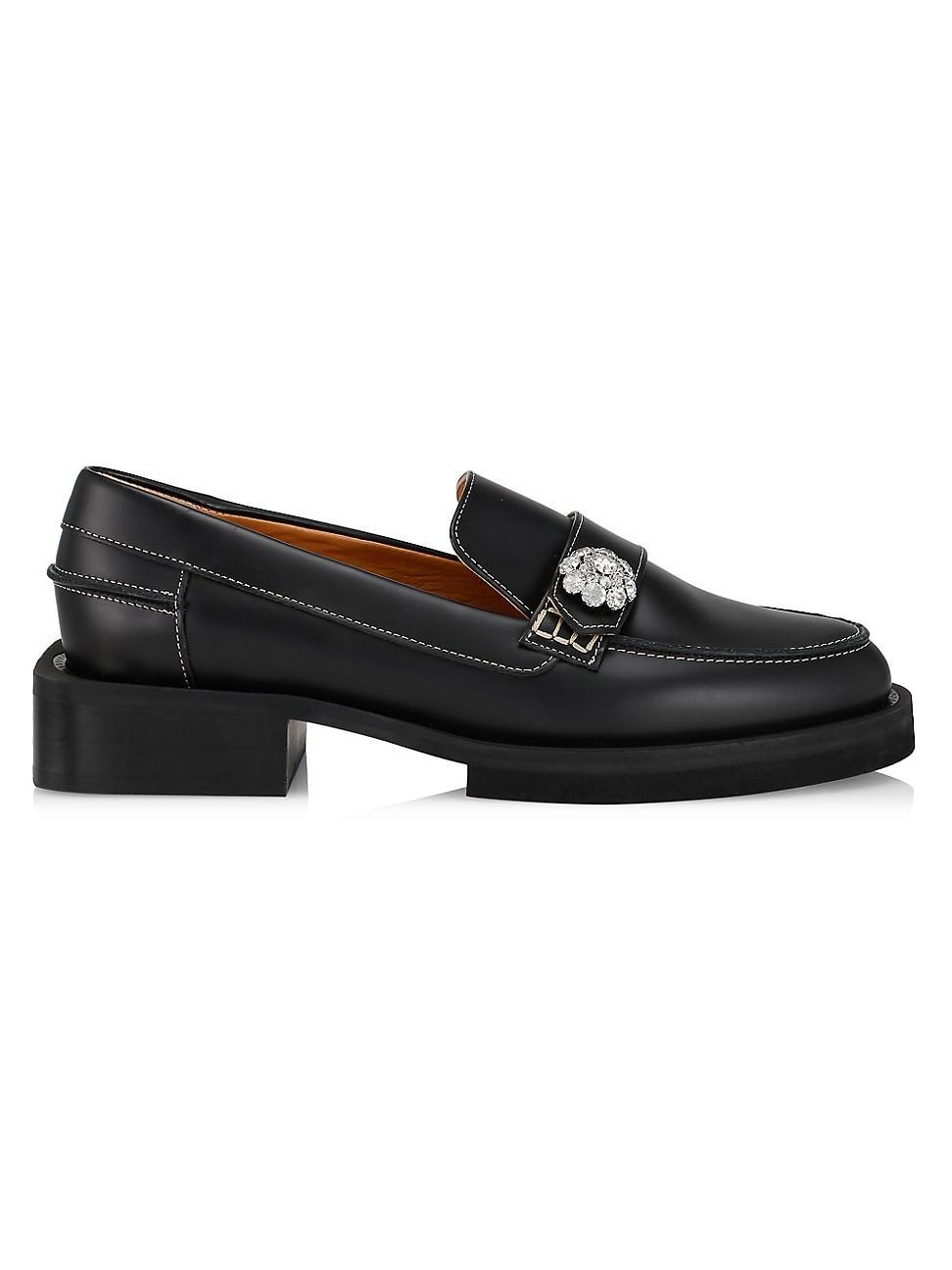 Womens Leather Jewel Loafers Product Image