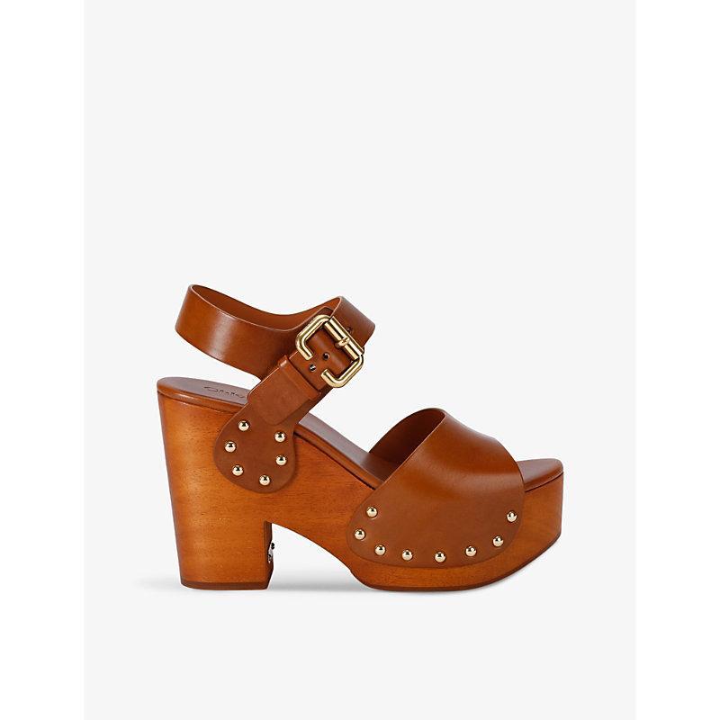 CHLOÉ Jeannette Leather Clog Platform Sandals In Brown Product Image