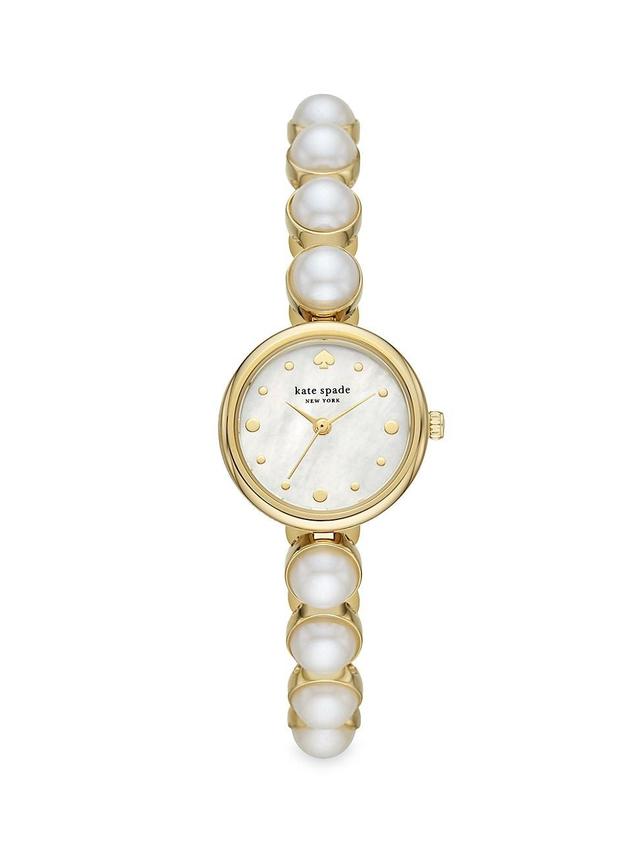 kate spade new york Monroe Gold-Tone Stainless Steel & Faux Pearl Bracelet Watch 24mm Product Image