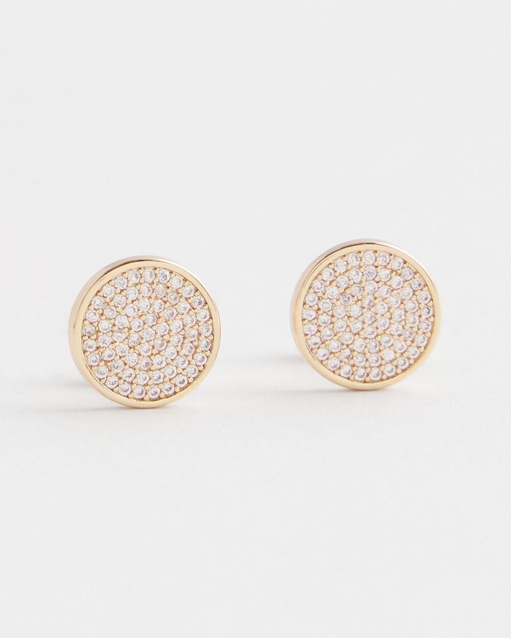 Gold Tone Pavé Stud Earrings Product Image