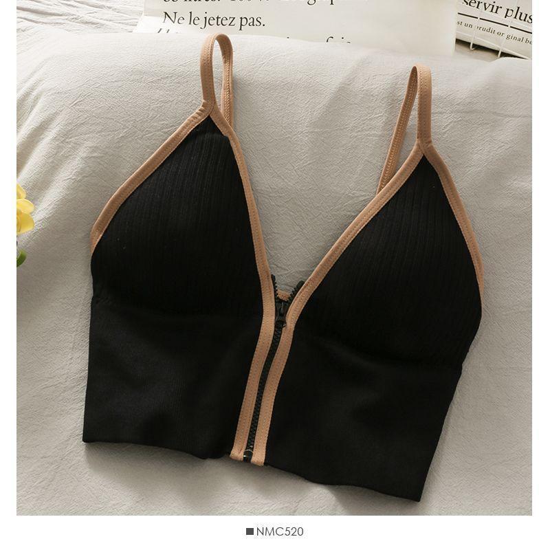 Contrast Trim Zip-Up Bustier Top Product Image