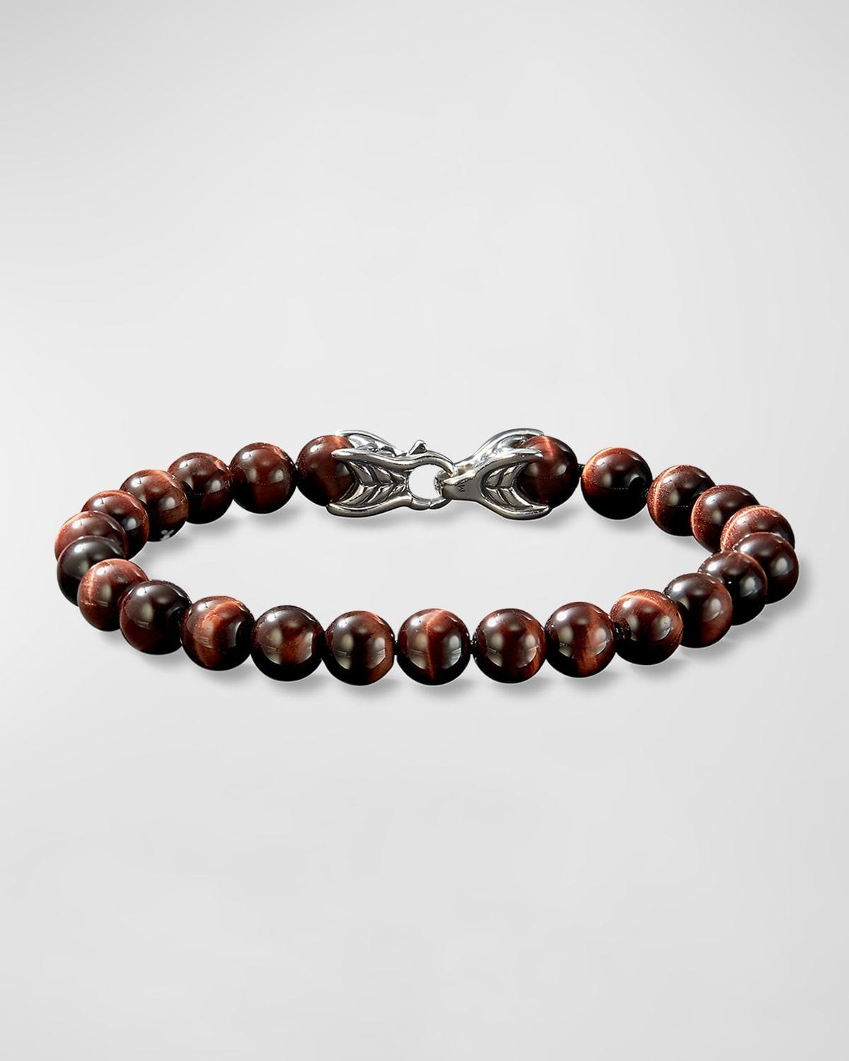 Mens Spiritual Beads Bracelet with Tigers Eye and Silver, 8mm Product Image