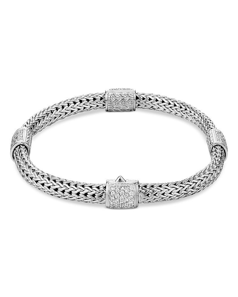 Womens Classic Chain Diamond Pav & Sterling Silver Four-Station Bracelet Product Image