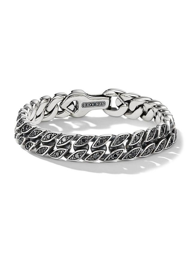 Mens Curb Chain Bracelet with Pav Black Diamonds Product Image