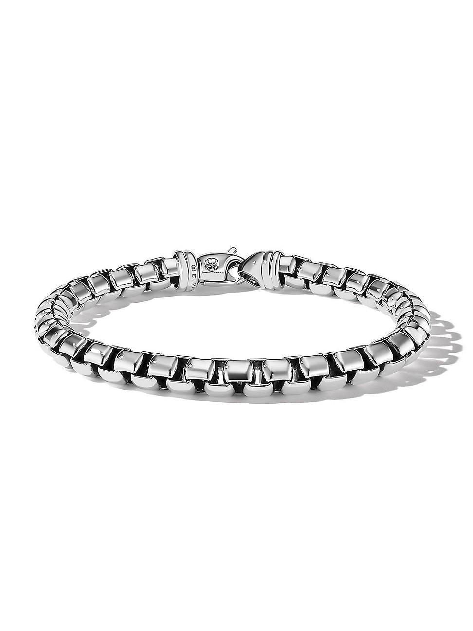 Mens Box Chain Bracelet In Sterling Silver, 7.3mm Product Image