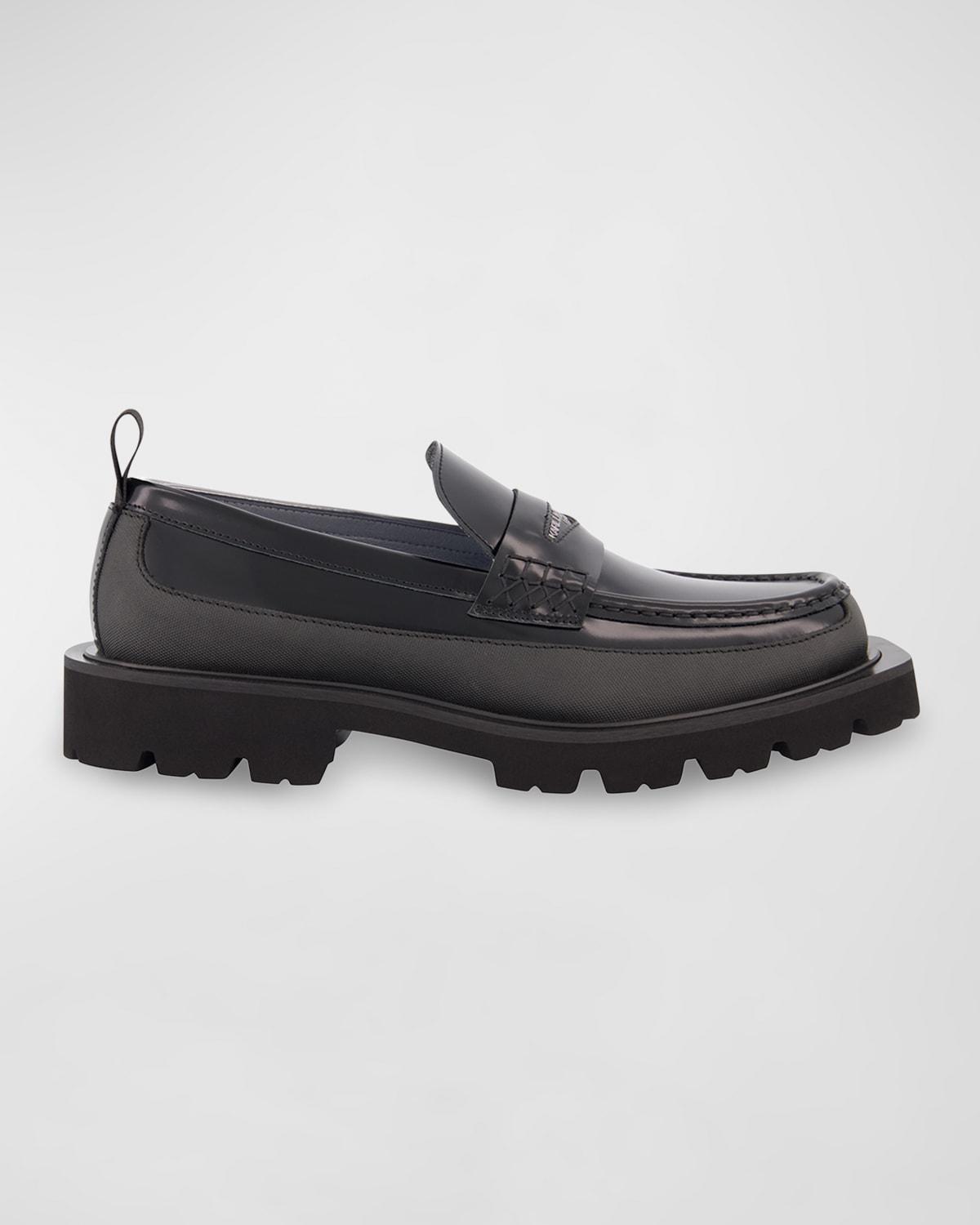 Mens Mixed Leather Logo Lug-Sole Penny Loafers Product Image