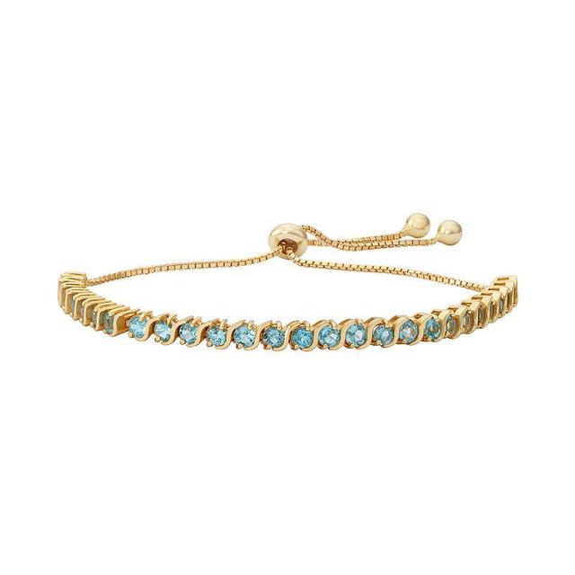 Designs by Gioelli 14k Gold Over Silver Blue Topaz S-Link Lariat Bracelet, Womens Product Image