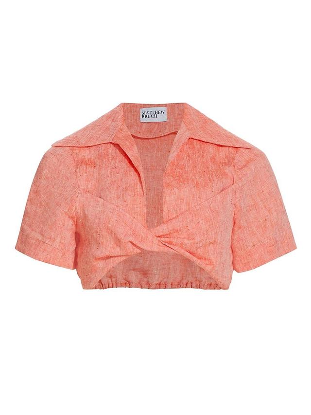 Womens Linen Twist Cropped Shirt Product Image