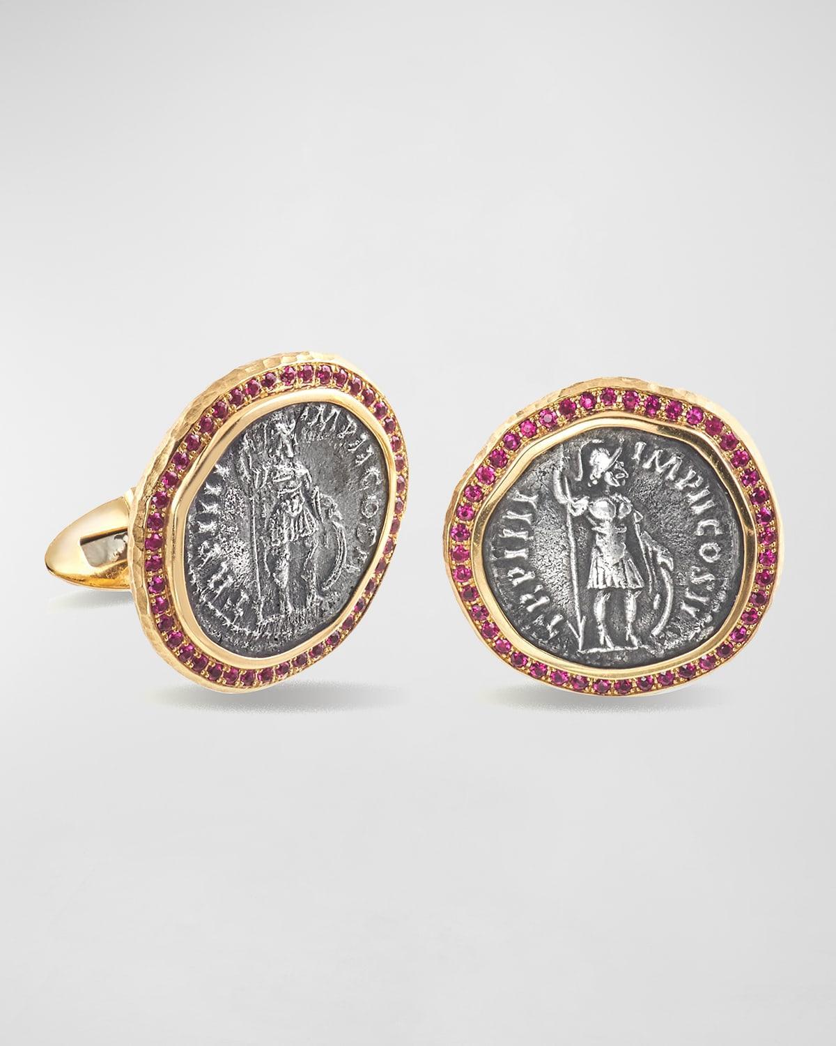 Mens Ancient Coin 18k Gold Cufflinks Product Image