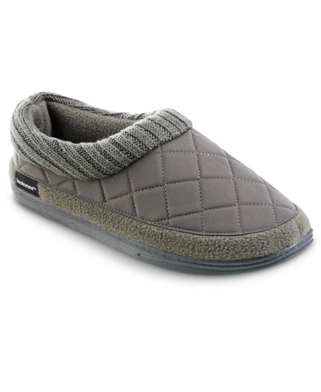 isotoner Quilted Nylon Levon Low Boot Mens Slippers Grey Product Image