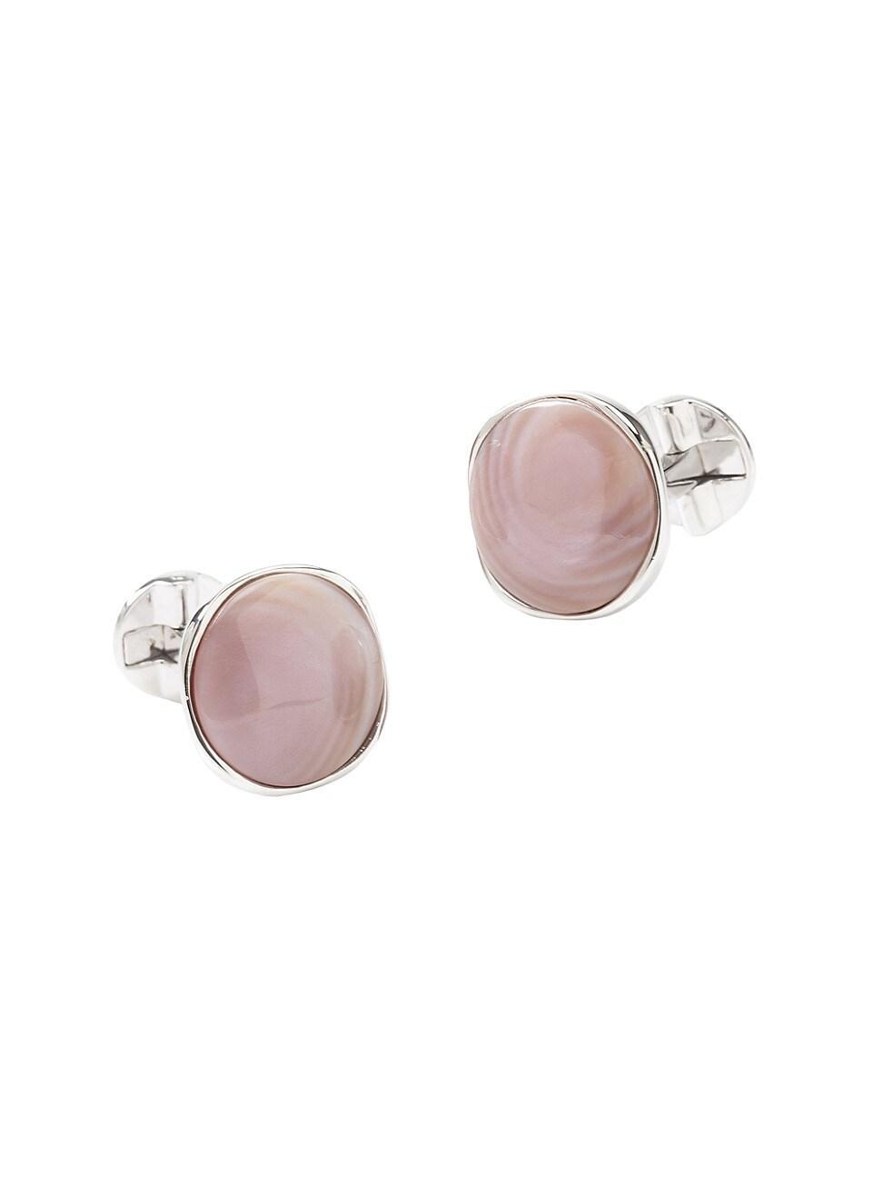 Mens Classic Sterling Silver & Pink Mother Of Pearl Cufflinks Product Image