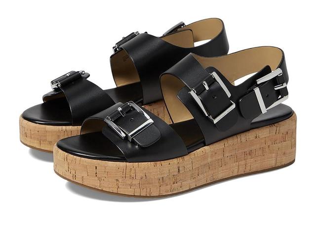 Michael Michael Kors Womens Colby Triple Buckle Black Flatform Sandals Product Image