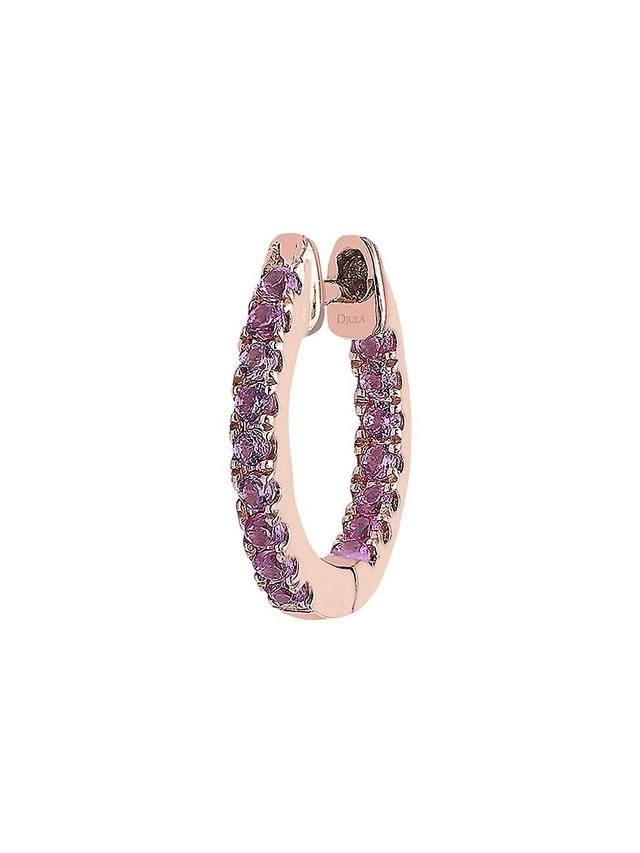 Womens Prcieuse 18K Rose Gold & Pink Sapphire Single Hoop Earring Product Image