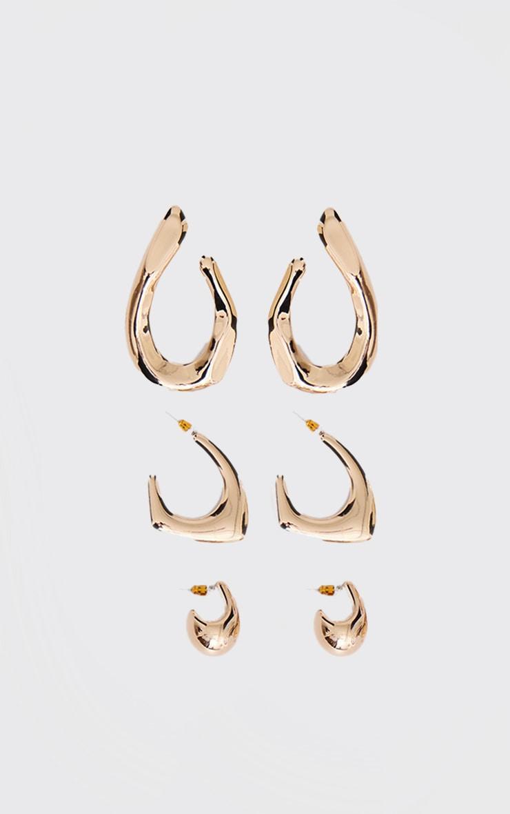 Gold Abstract Molten Multipack Earrings Product Image