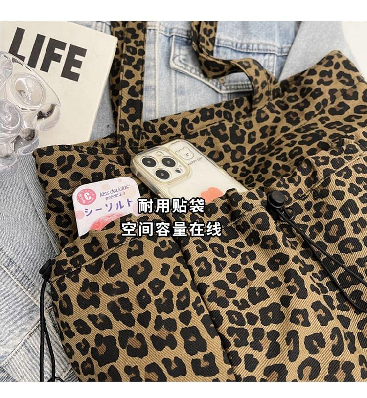 Leopard Print Drawstring Tote Bag Product Image