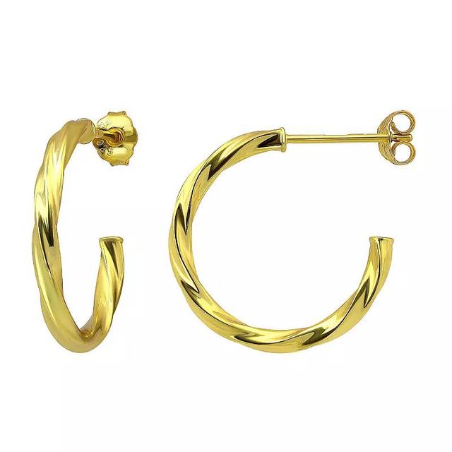 Aleure Precioso Sterling Silver 20 mm Twisted C-Hoop Earrings, Womens, Gold Tone Product Image