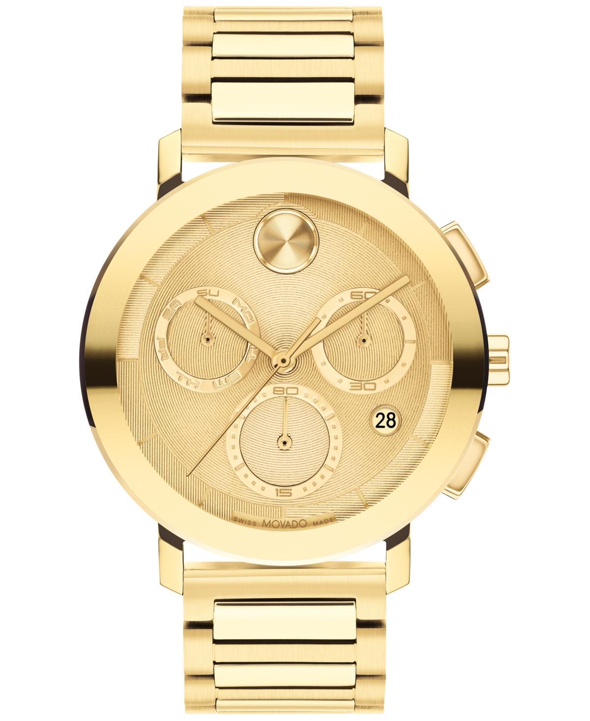 Movado Mens Swiss Chronograph Bold Evolution 2.0 Gold Ion Plated Steel Bracelet Watch 42mm - Gold-tone Product Image