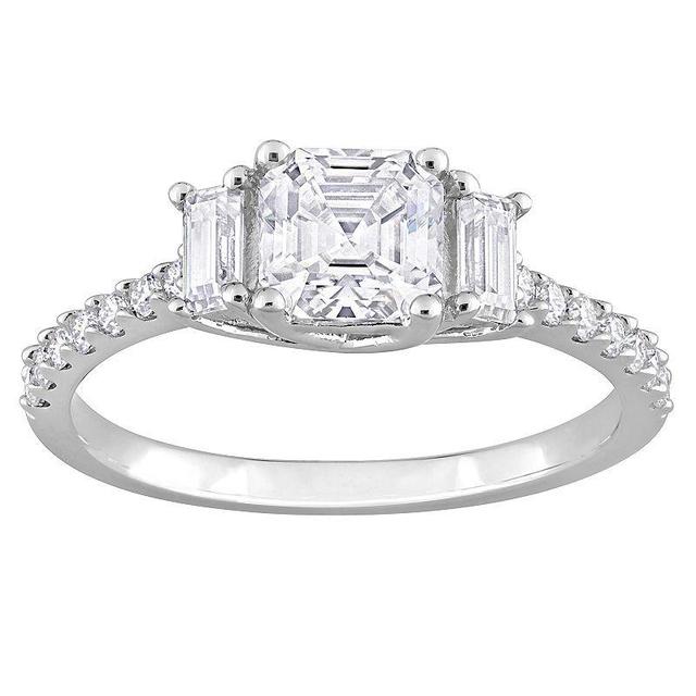 Stella Grace Sterling Silver Lab-Created Moissanite 3-Stone Ring, Womens White Product Image