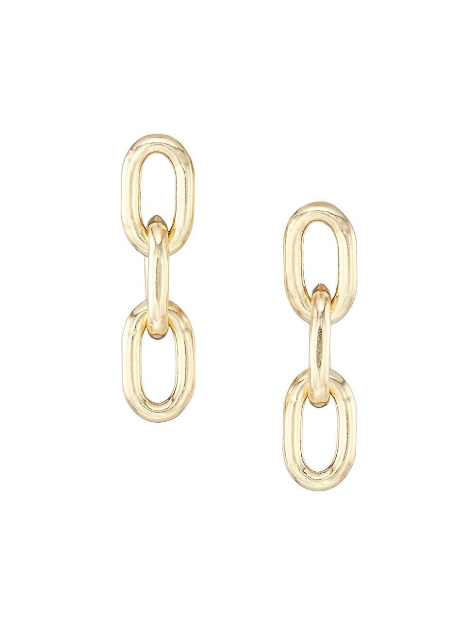 Womens 14K Yellow Gold Oval-Link Chain Drop Earrings Product Image