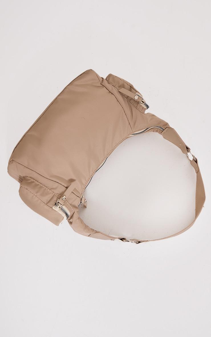 Beige Zip Nylon Shoulder Bag Product Image