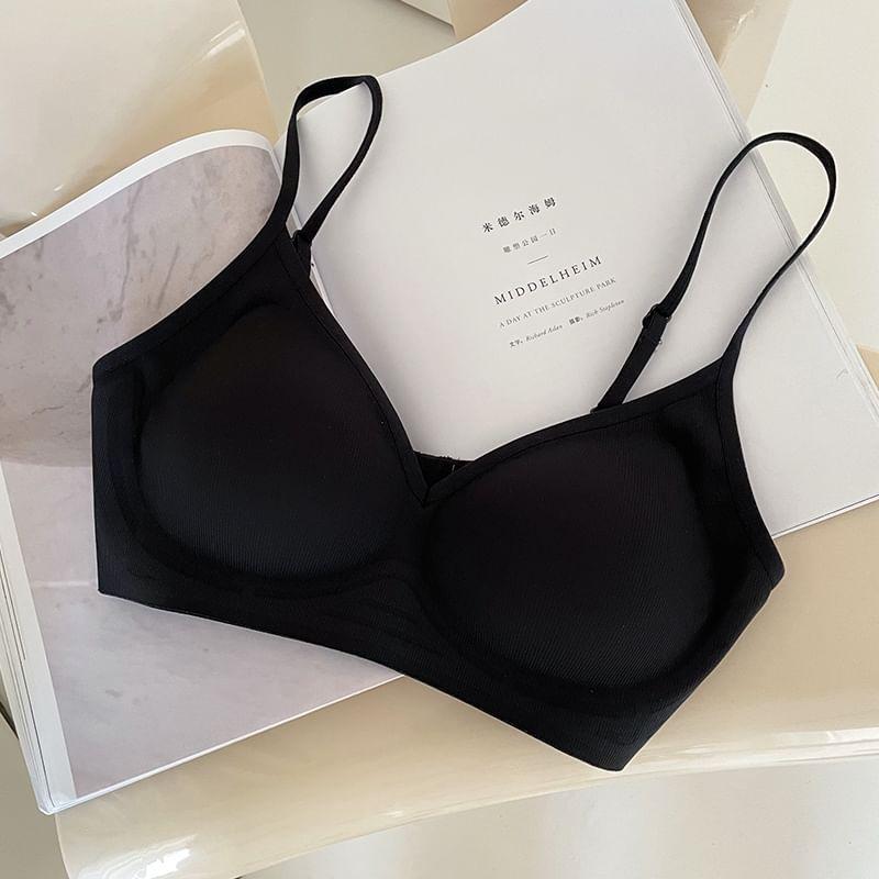 V-Neck Contrast Trim Bralette Product Image