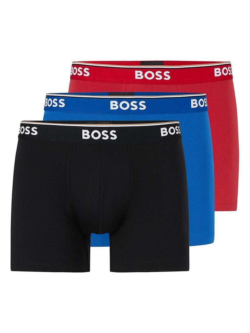 Mens Three-Pack Of Stretch-Cotton Boxer Briefs With Logos Product Image