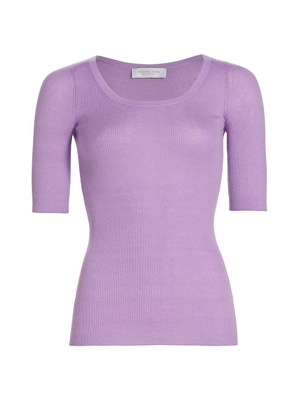 Womens Short-Sleeve Cashmere Sweater Product Image