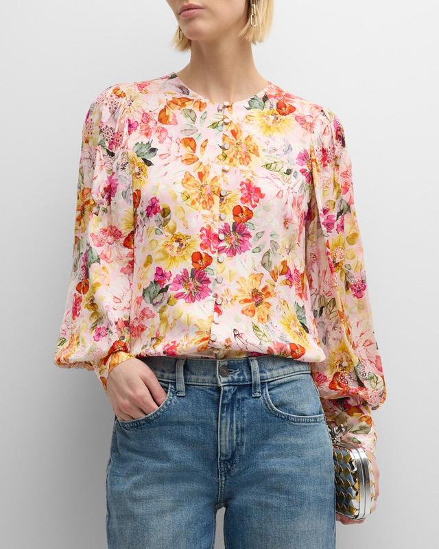 Womens The Wendy Embroidered Silk-Blend Blouse Product Image