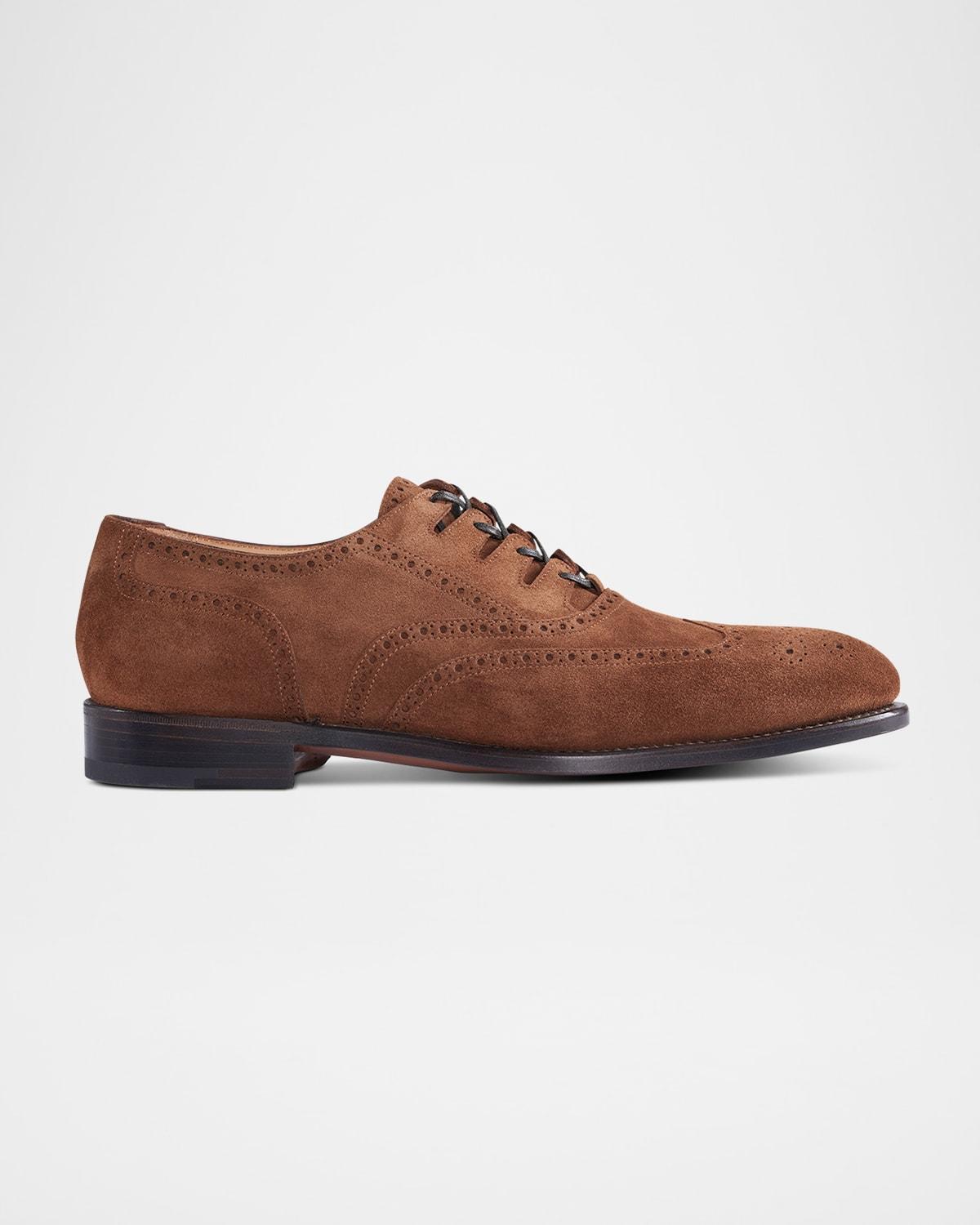 Men's Suede Brogue Wingtip Derby Shoes Product Image