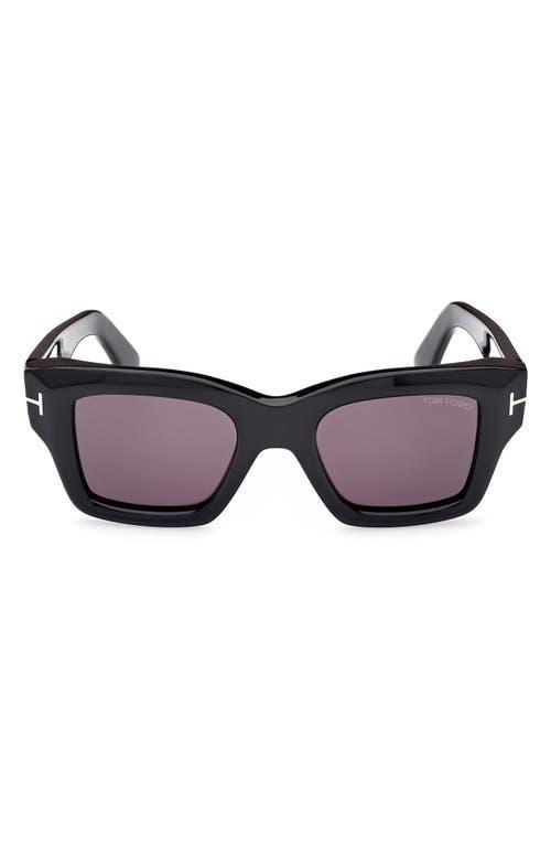 TOM FORD Ilias 50mm Square Sunglasses In Shiny Black/smoke Product Image