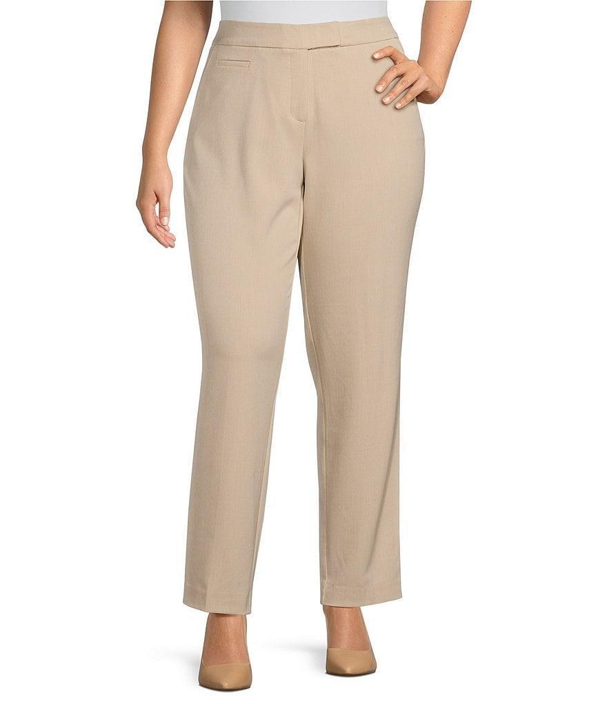 Investments Plus Size the 5TH AVE fit Heathered Humus Tummy Control Straight Leg Pants product image