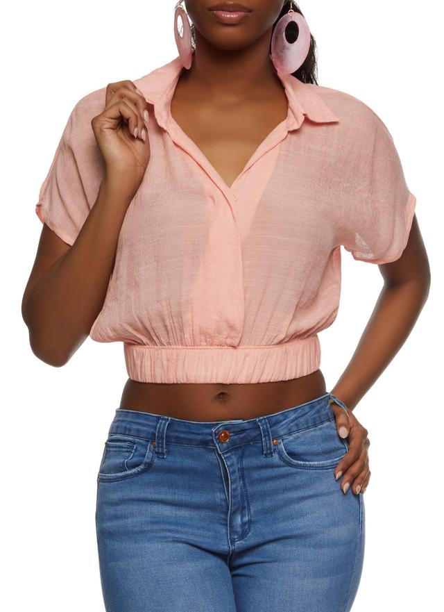 Womens Elastic Waistband Cropped Shirt Product Image