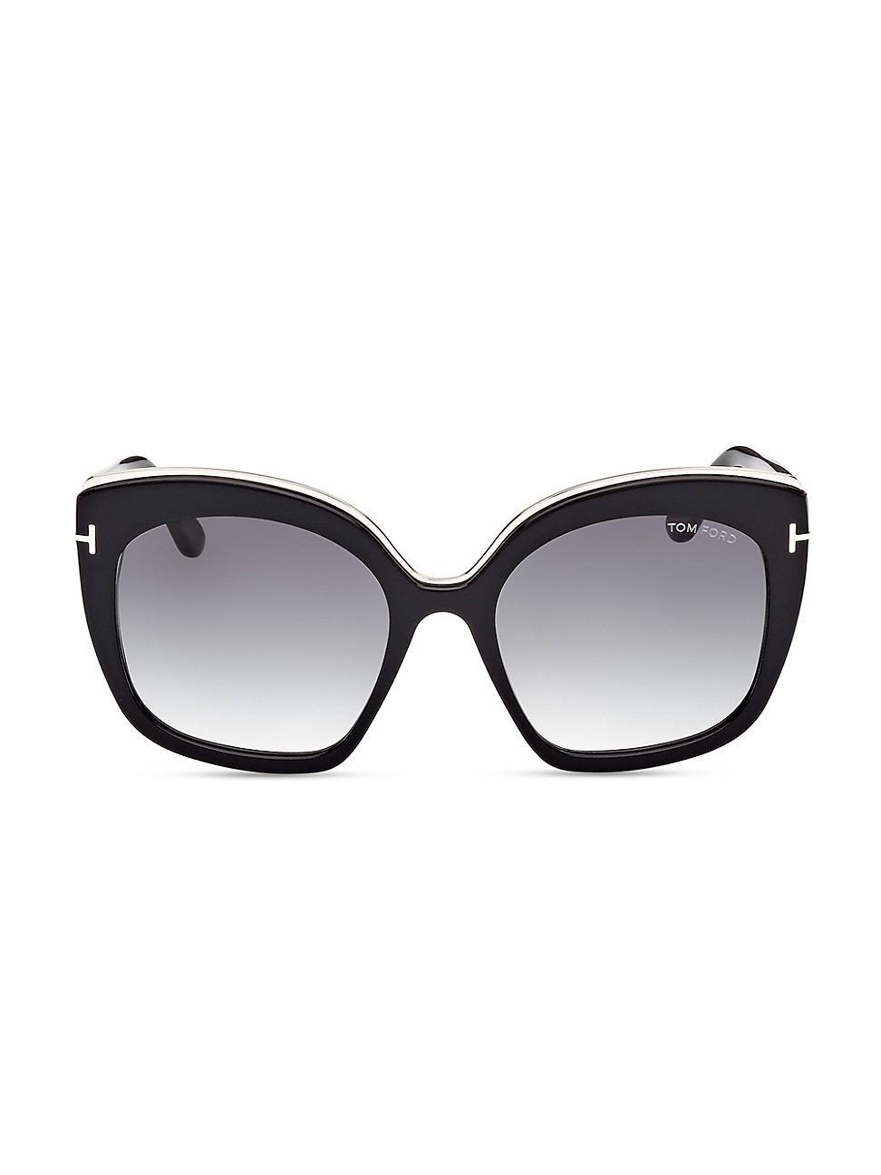 Womens Chantalle 55MM Butterfly Sunglasses - Shiny Black Product Image