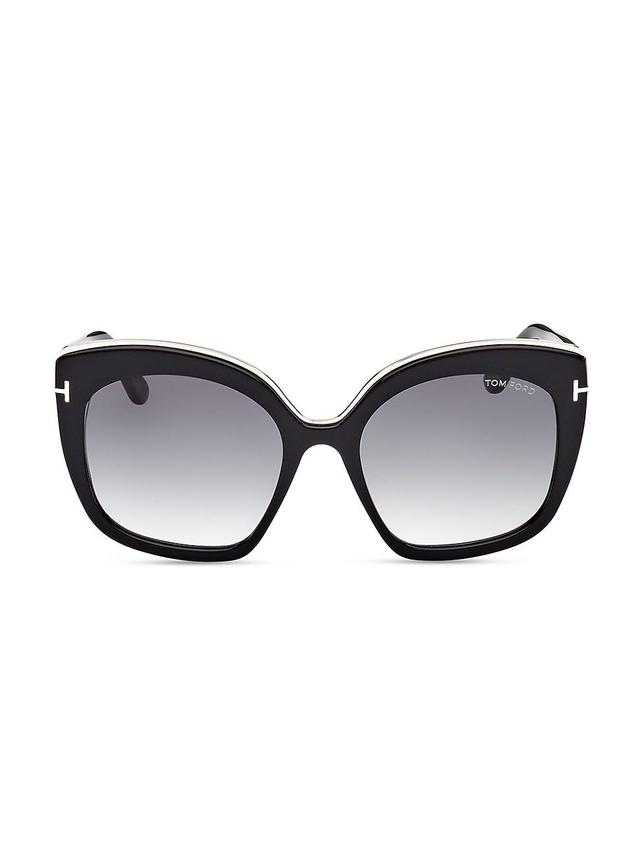 Womens Chantalle 55MM Butterfly Sunglasses - Shiny Black Product Image