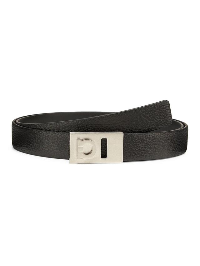 Mens Adjustable Gancini Leather Belt Product Image