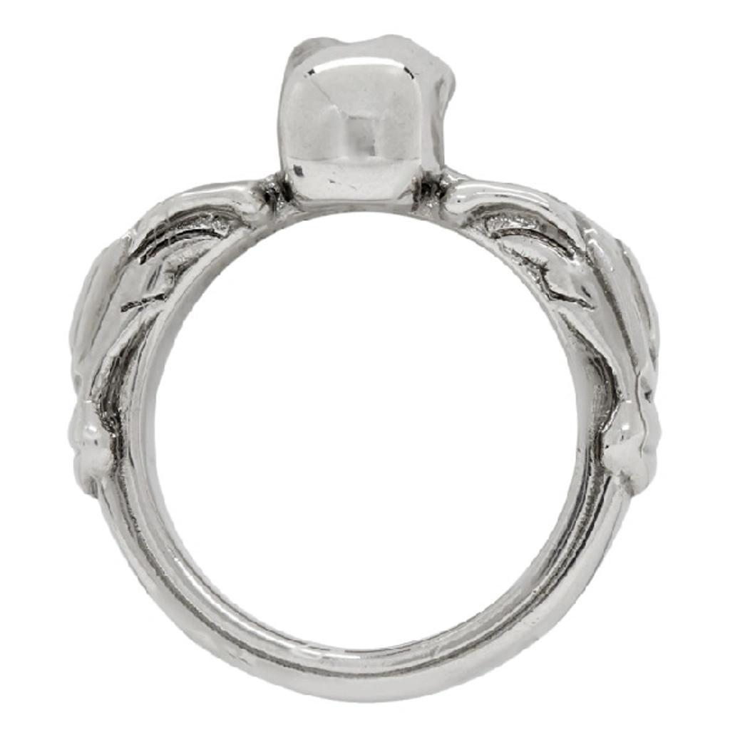 Silver Textured Skull Ring In Antique Silver Product Image