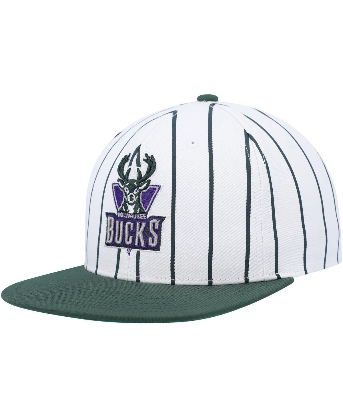 Mens Mitchell & Ness Milwaukee Bucks Hardwood Classics Pinstripe Snapback Hat Product Image