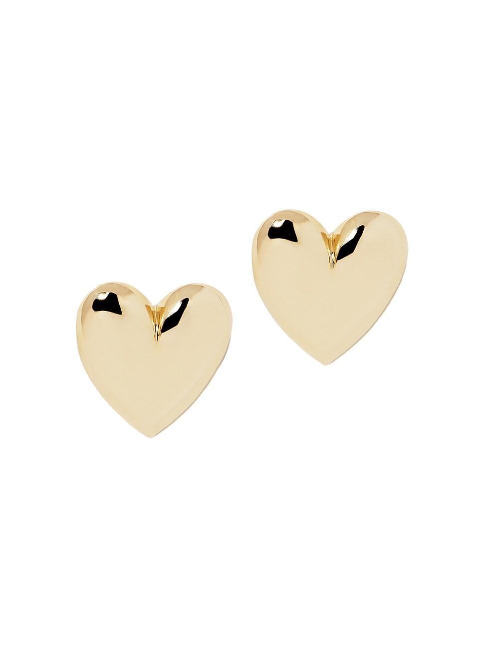 Womens Puffy Heart 10K-Gold-Plated Stud Earrings Product Image