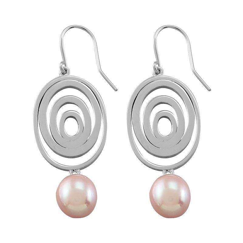 Sterling Silver Pink Cultured Freshwater Pearl Drop Earrings, Womens Product Image