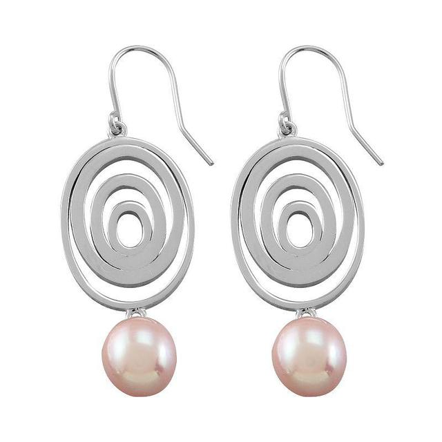 Sterling Silver Pink Cultured Freshwater Pearl Drop Earrings, Womens Product Image